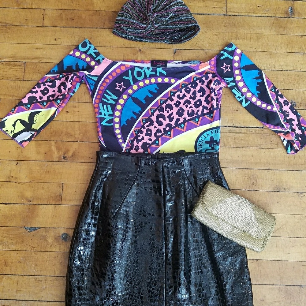vintage Patricia Field NY off shoulder top bright